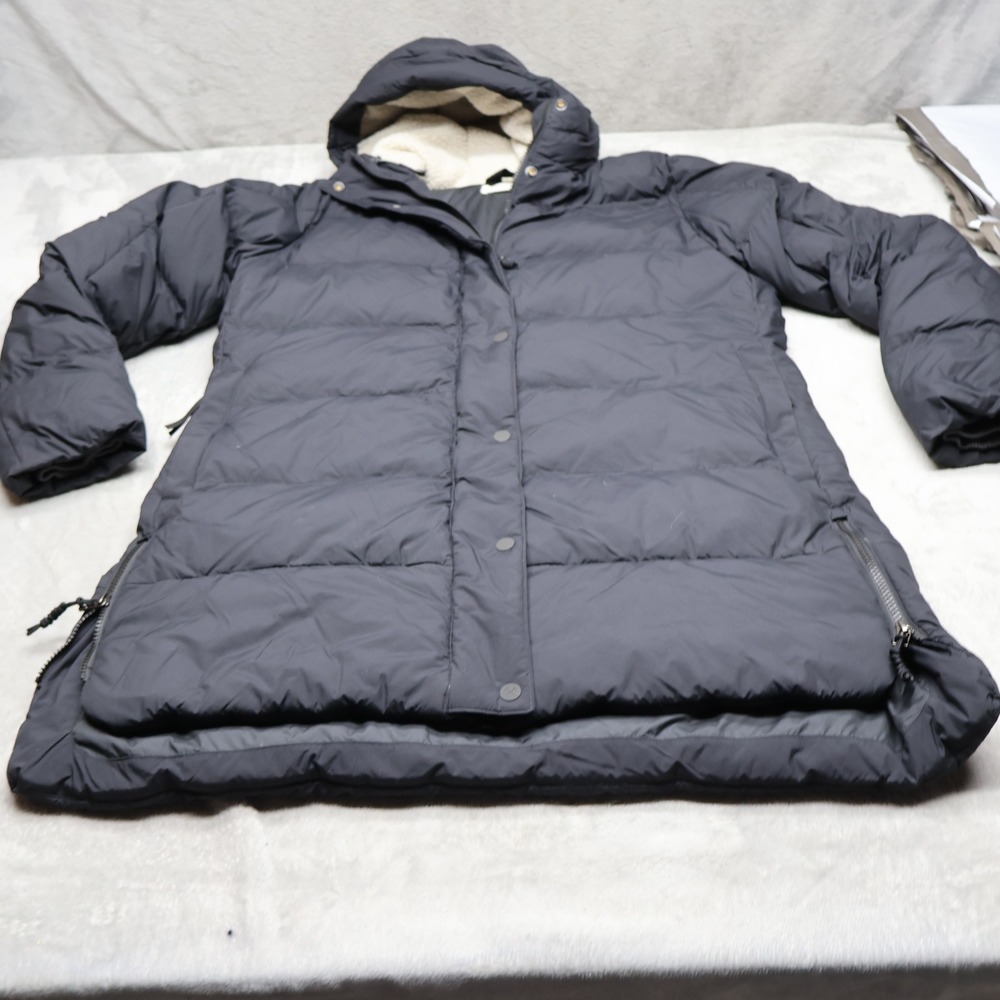 REI Coop Down Jacket Womens Large Black Insulated Fleece Lined Quilted Parka